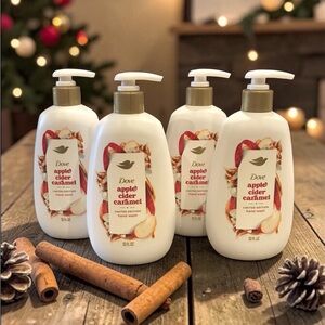 Holiday Treats Dove 4 PC BUNDLE Apple Cider Caramel Hand Wash/Soap 12Oz Bottles